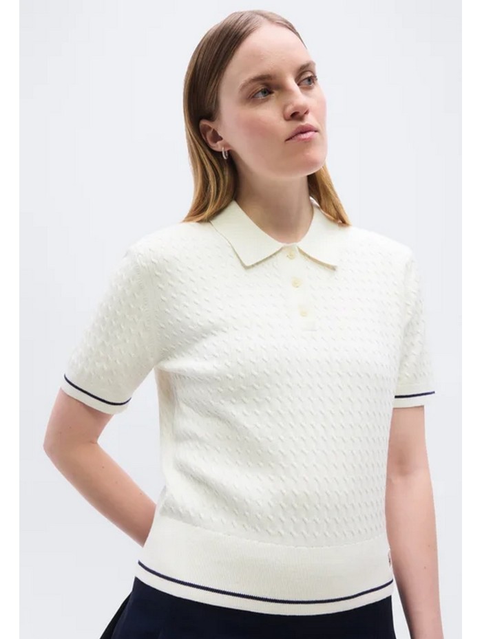 Calvin Klein Jeans-JERSEYS Y CARDIGANS CHICA-SS WOVEN LABEL CROPPED CABLE SWE-LV047F320G-WHITE