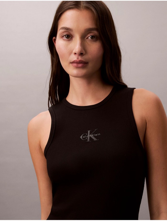 Calvin Klein Jeans-VESTIDOS-SL MONOLOGO BABY RIB TANK MIDI D-LV047F242G-BLACK