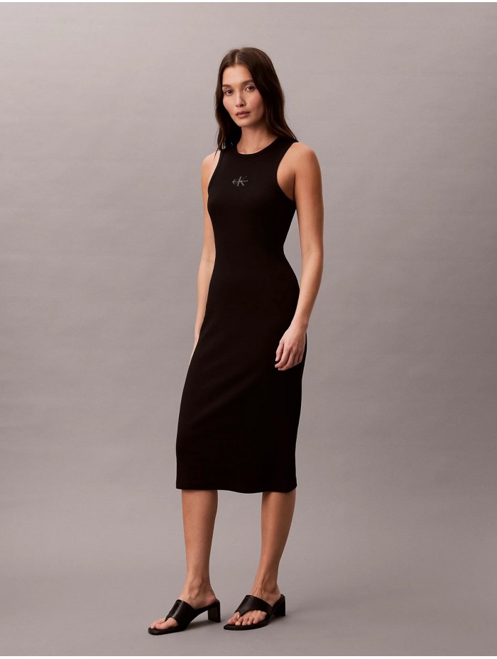 Calvin Klein Jeans-VESTIDOS-SL MONOLOGO BABY RIB TANK MIDI D-LV047F242G-BLACK