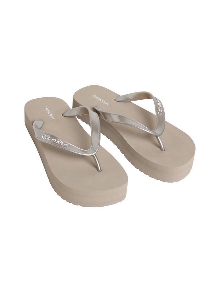 Calvin Klein Jeans-CHANCLAS-FLATFORM FLIP FLOP MET TPU-HW0HW03120-GREY