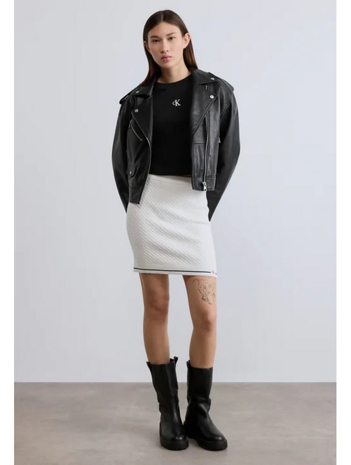 Calvin Klein Jeans-FALDA MINI-MICROCABLE MINI SKIRT-LV047F364G-WHITE