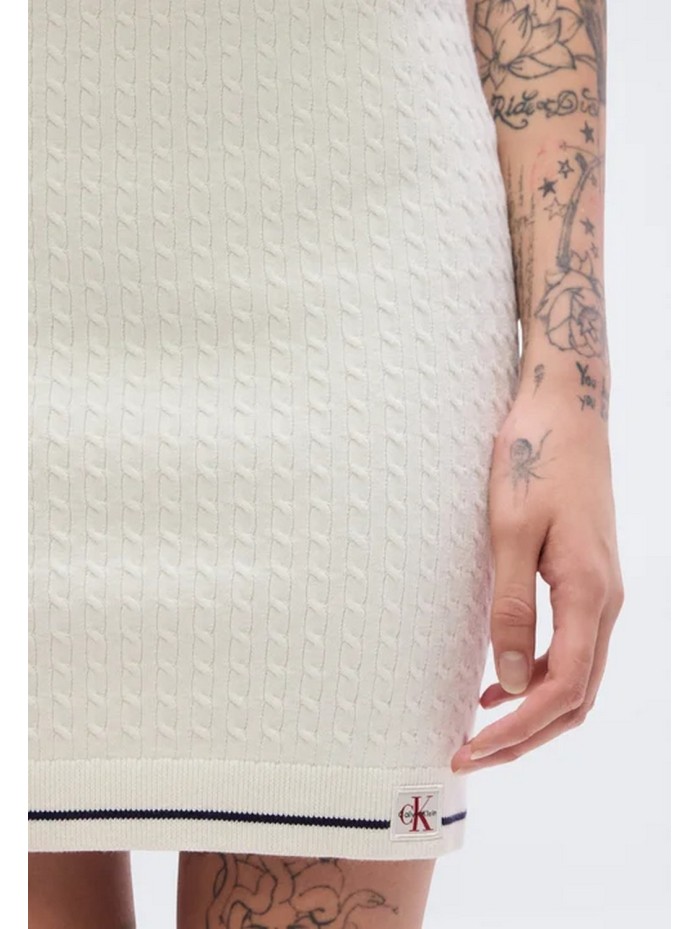 Calvin Klein Jeans-FALDA MINI-MICROCABLE MINI SKIRT-LV047F364G-WHITE