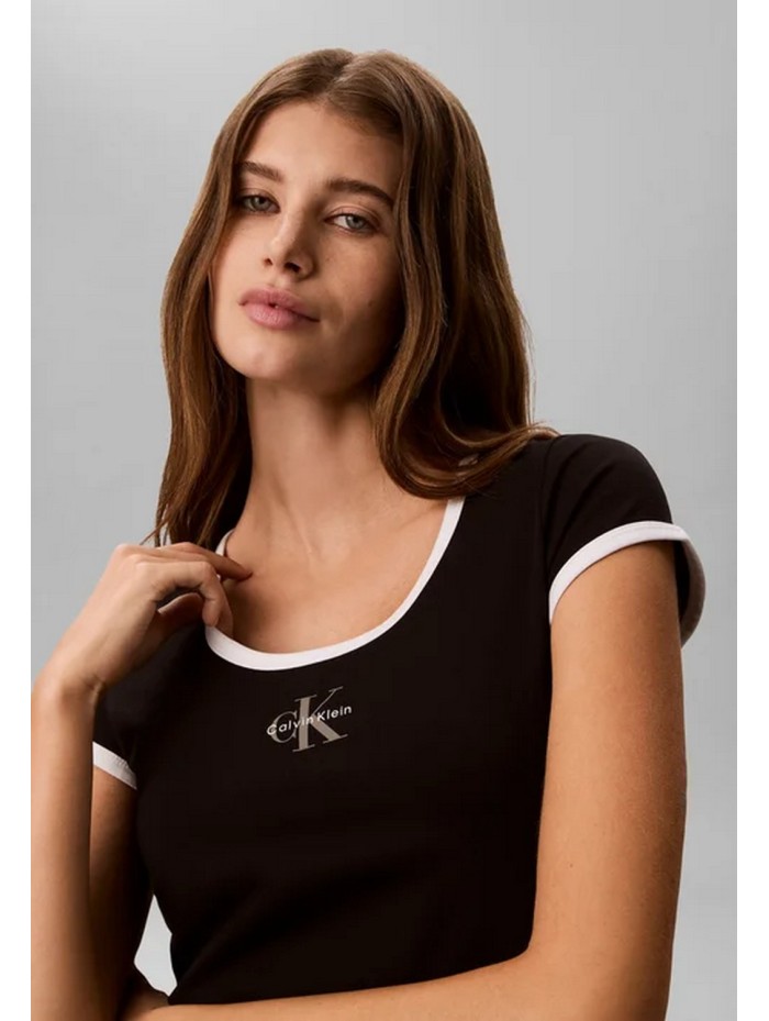 Calvin Klein Jeans-CAMISETAS CHICA-SS MONOLOGO SCOOP NK BABY TEE-LV047G220G-BLACK