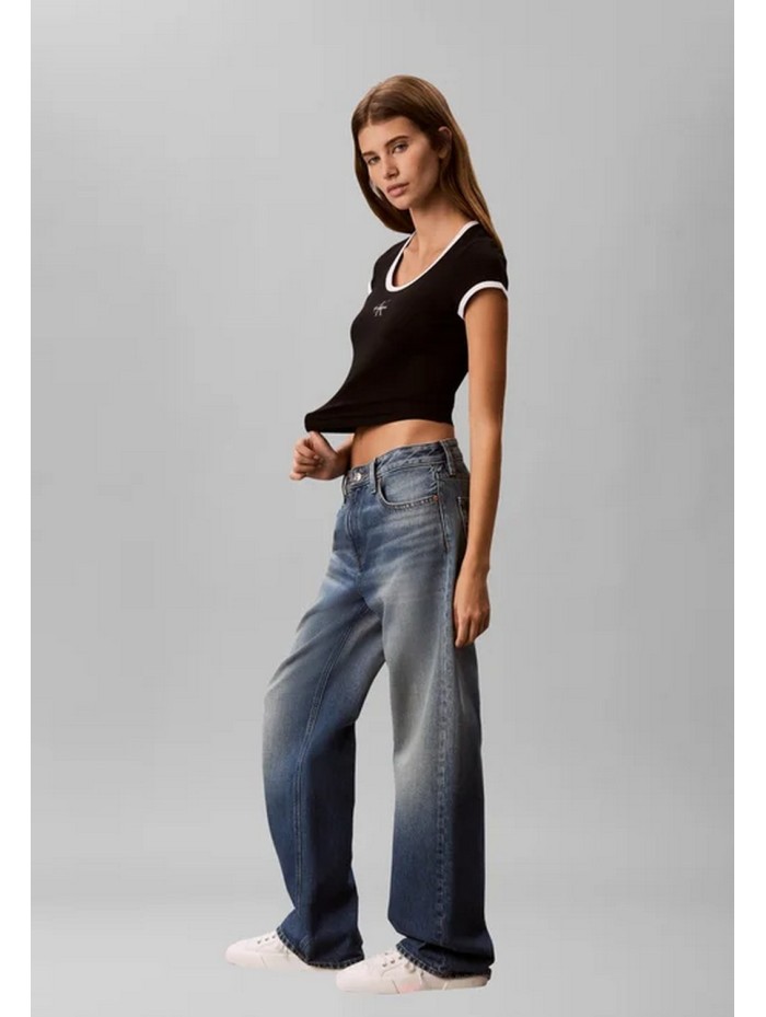 Calvin Klein Jeans-CAMISETAS CHICA-SS MONOLOGO SCOOP NK BABY TEE-LV047G220G-BLACK