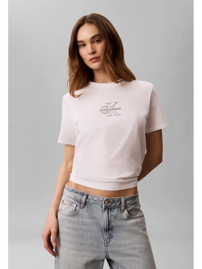 Calvin Klein Jeans-CAMISETAS CHICA-SS CLASSIC SEASONAL MONOLOGO TEE-LV047G831G-WHITE