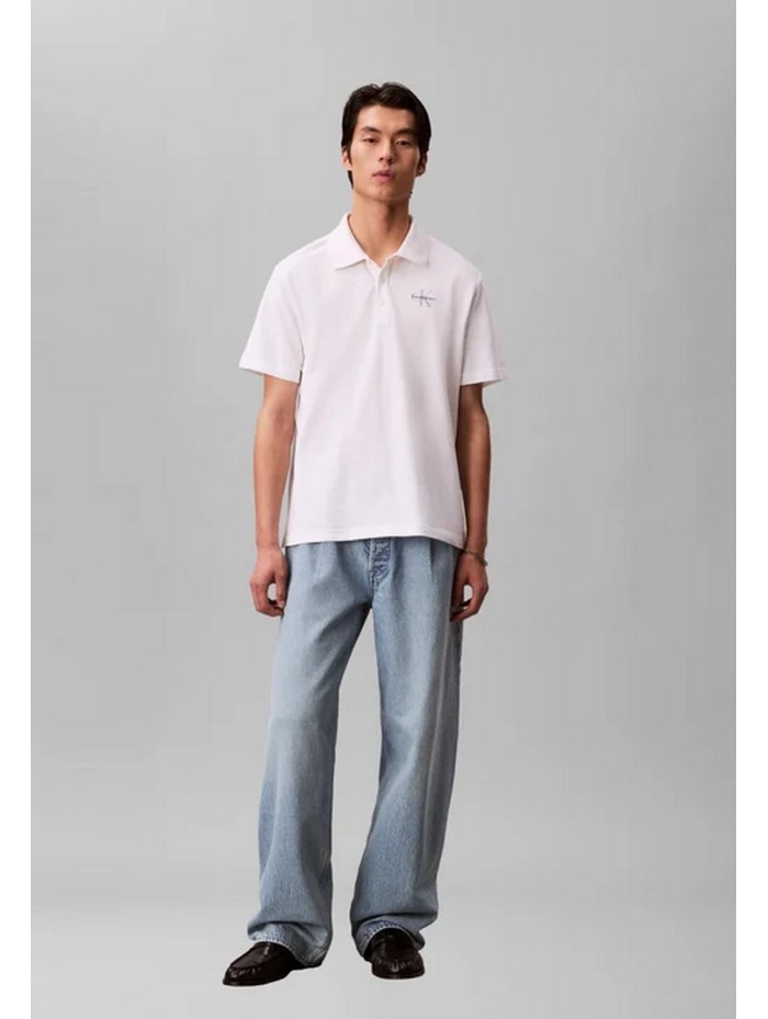 Calvin Klein Jeans-POLO MANIGA CURTA-SS EZ MONOLOGO CASUAL PIQUE POLO-LV04RF209G-WHITE