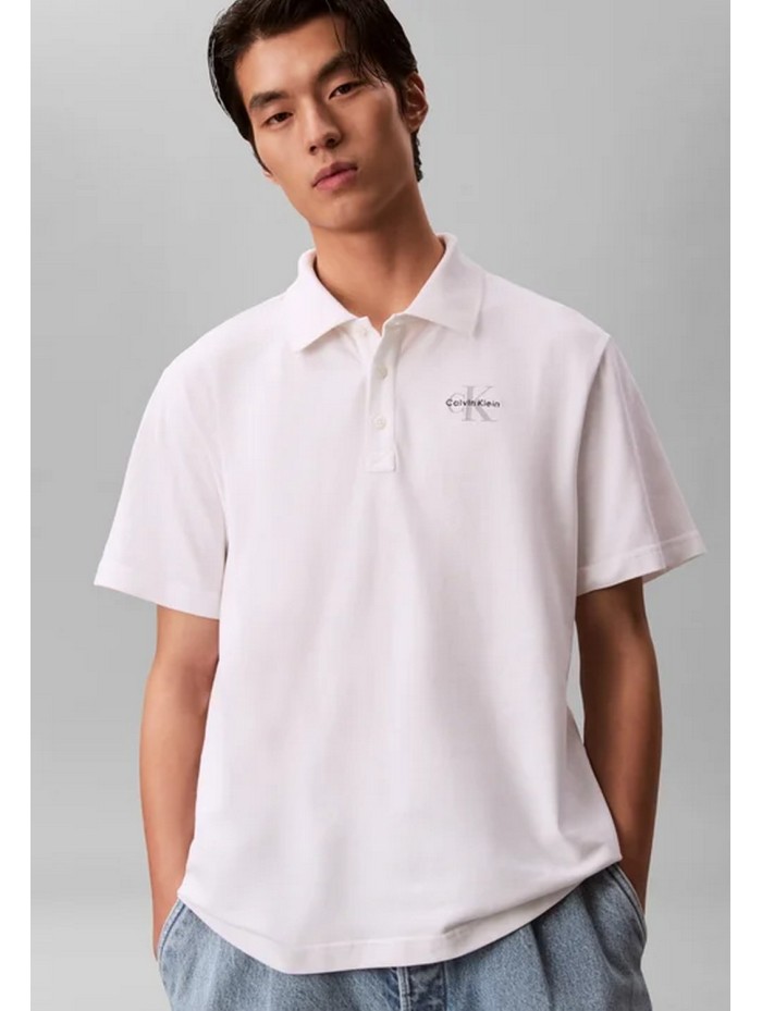 Calvin Klein Jeans-POLO MANIGA CURTA-SS EZ MONOLOGO CASUAL PIQUE POLO-LV04RF209G-WHITE