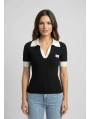 Calvin Klein Jeans-JERSEYS Y CARDIGANS CHICA-WOVEN LABEL SS POLO-LV047G308G-BLACK