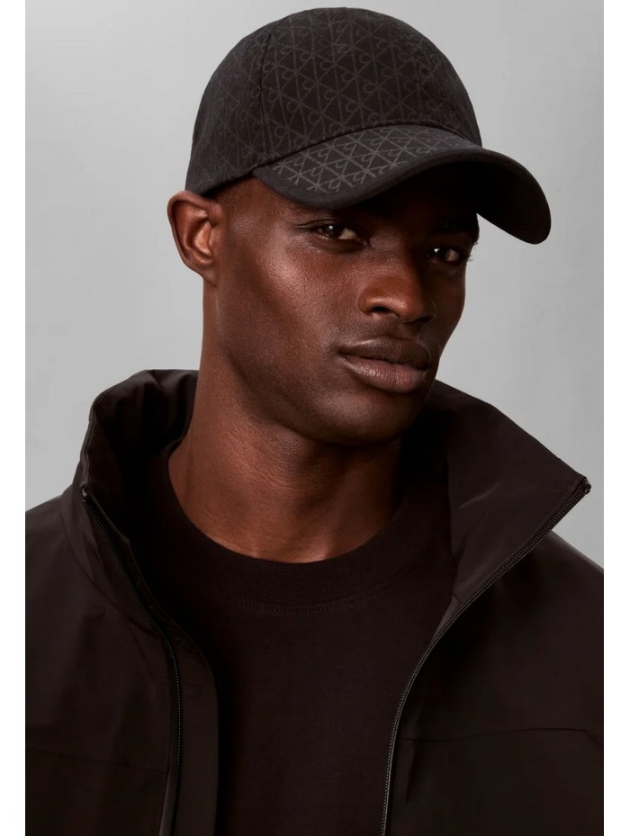 Calvin Klein Jeans-SOMBRERO-EMBLEM PRINT w LEATHER PATCH CAP-LV04D5029G-BLACK