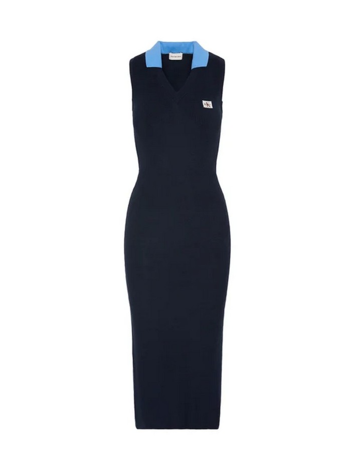 Calvin Klein Jeans-VESTIDOS-WOVEN LABEL POLO DRESS-LV047G310G-BLUE