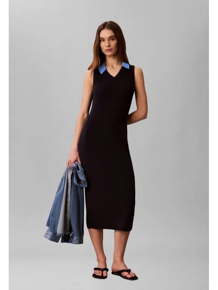 Calvin Klein Jeans-VESTIDOS-WOVEN LABEL POLO DRESS-LV047G310G-BLUE