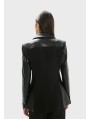 AMERICANA-LOLA CASADEMUNT-LF2602012-00N-BLACK-Leather effect combi blazer and circular blazer