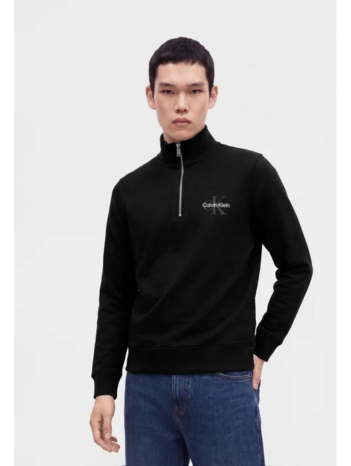 Calvin Klein Jeans-SUDADERAS CHICO-CL LS 350TERRY MCRO MNLG QTR ZIP-LV04RG280G-BLACK