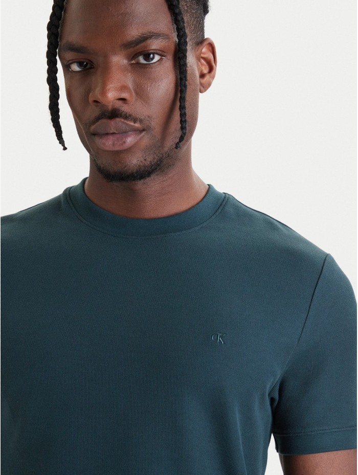 Calvin Klein Jeans-CAMISETAS CHICO-SS SLIM MICRO WAFFLE CREWNK TEE-LV04RF206G-GREEN